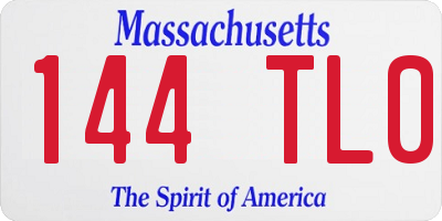 MA license plate 144TL0