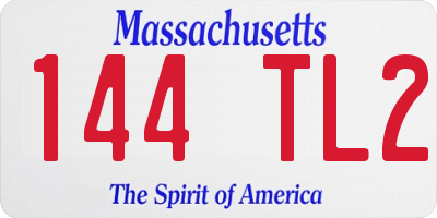 MA license plate 144TL2