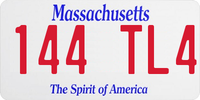 MA license plate 144TL4