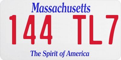 MA license plate 144TL7