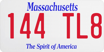 MA license plate 144TL8