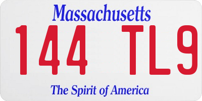 MA license plate 144TL9