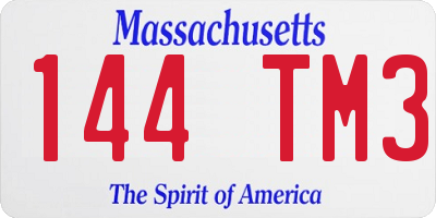 MA license plate 144TM3