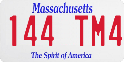 MA license plate 144TM4