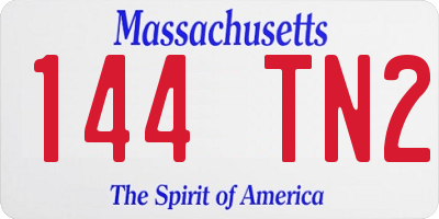 MA license plate 144TN2