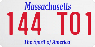 MA license plate 144TO1