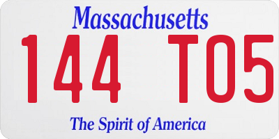 MA license plate 144TO5