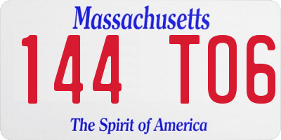 MA license plate 144TO6
