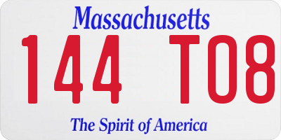 MA license plate 144TO8