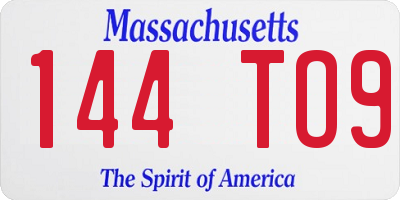 MA license plate 144TO9