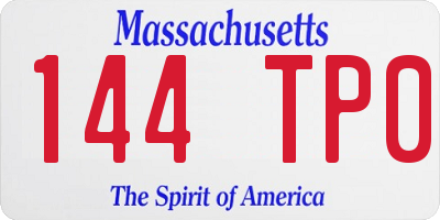 MA license plate 144TP0
