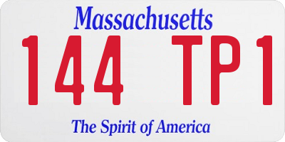 MA license plate 144TP1
