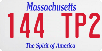 MA license plate 144TP2