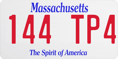 MA license plate 144TP4