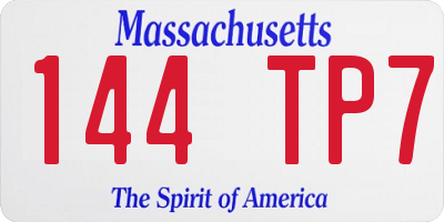 MA license plate 144TP7