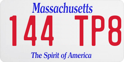 MA license plate 144TP8