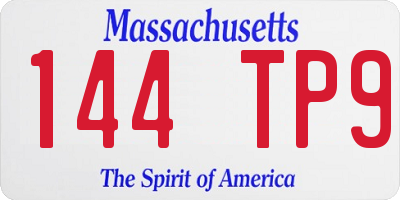 MA license plate 144TP9