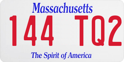MA license plate 144TQ2