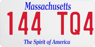 MA license plate 144TQ4