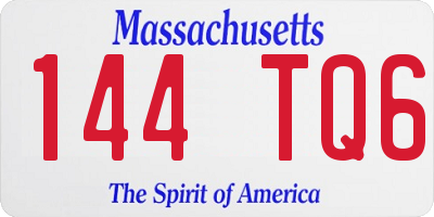 MA license plate 144TQ6