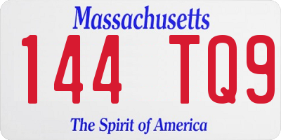 MA license plate 144TQ9
