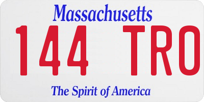 MA license plate 144TR0