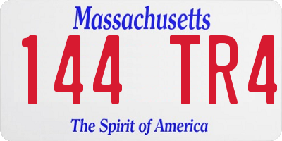 MA license plate 144TR4