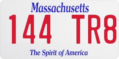 MA license plate 144TR8