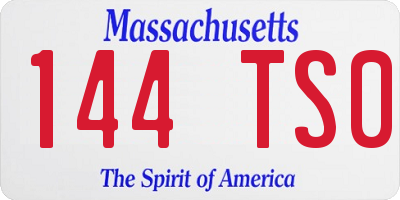 MA license plate 144TS0