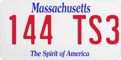 MA license plate 144TS3