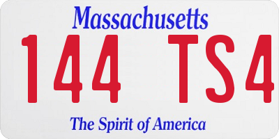MA license plate 144TS4