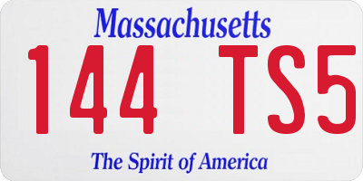 MA license plate 144TS5