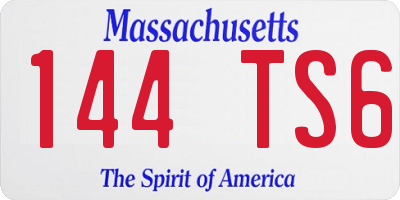 MA license plate 144TS6