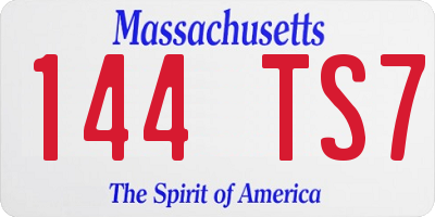 MA license plate 144TS7
