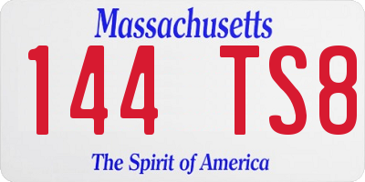 MA license plate 144TS8