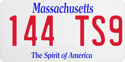 MA license plate 144TS9
