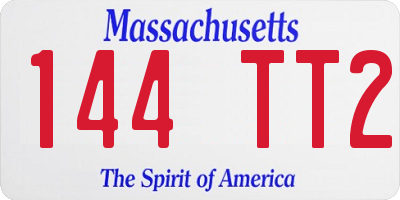 MA license plate 144TT2
