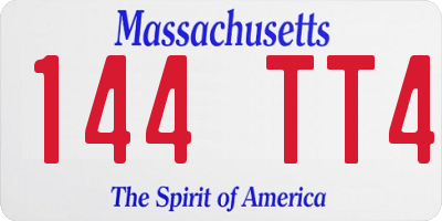 MA license plate 144TT4