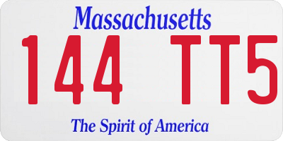 MA license plate 144TT5
