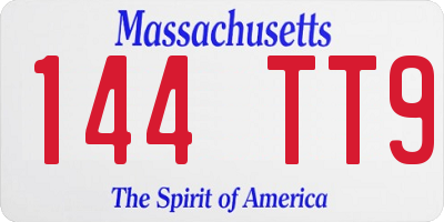 MA license plate 144TT9