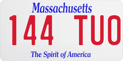 MA license plate 144TU0