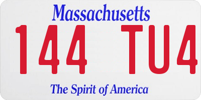 MA license plate 144TU4