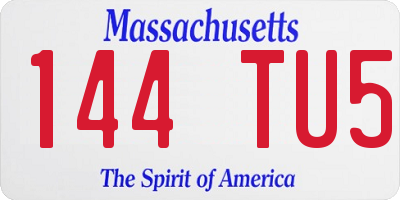 MA license plate 144TU5
