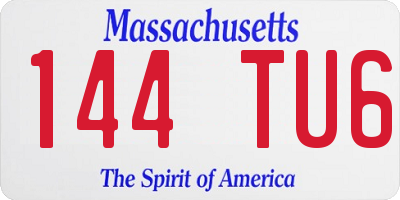 MA license plate 144TU6
