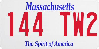 MA license plate 144TW2