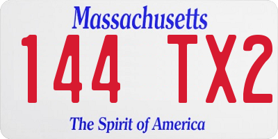MA license plate 144TX2