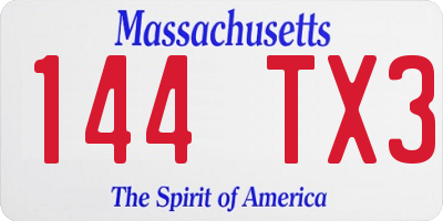 MA license plate 144TX3