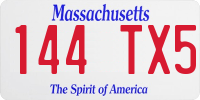 MA license plate 144TX5