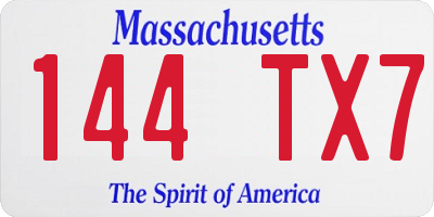 MA license plate 144TX7