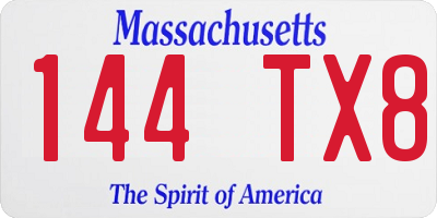 MA license plate 144TX8